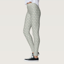 Dammblått neutrala fåglar Tranor Art Deco-mönster Leggings