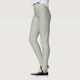 Dammblått neutrala fåglar Tranor Art Deco-mönster Leggings