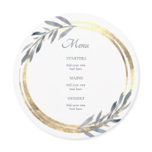 Dammblått och faux guld elegant Menu