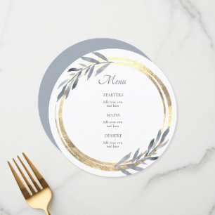 Dammblått och faux guld elegant Menu Meny