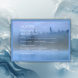 dammblått skogslandskap bröllop OSA kort