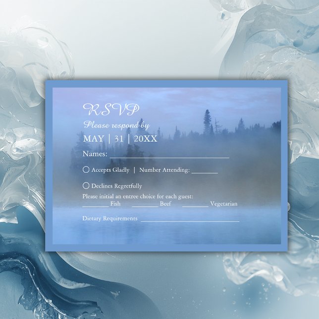 dammblått skogslandskap bröllop OSA kort (Skapare uppladdad)