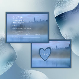 dammblått skogslandskap bröllop OSA kort