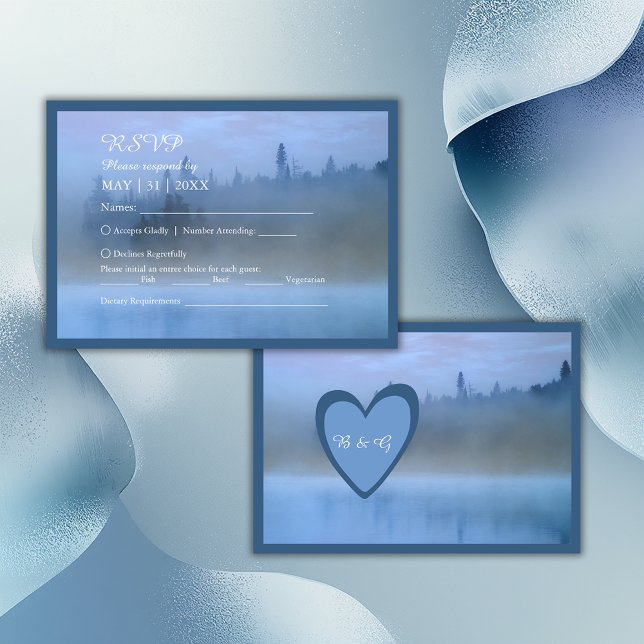 dammblått skogslandskap bröllop OSA kort (Skapare uppladdad)