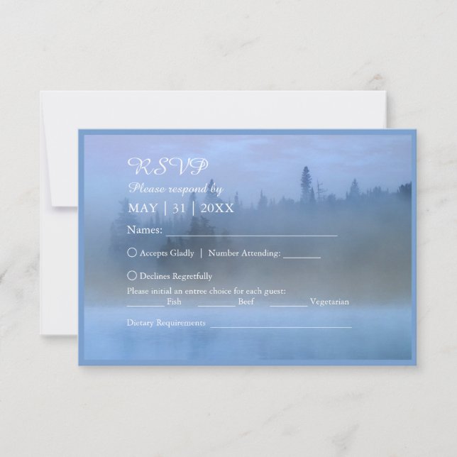 dammblått skogslandskap bröllop OSA kort (Framsida)