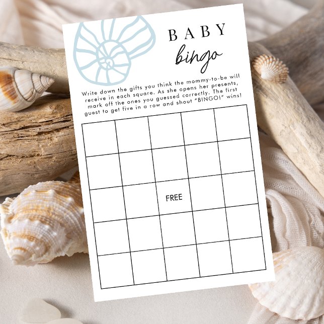 Dammblått Strand Kust Baby Bingo Spelkort (Skapare uppladdad)