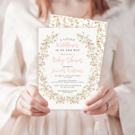 Dammdusch av Cute rosa Little wildblomma boho flic Inbjudningar