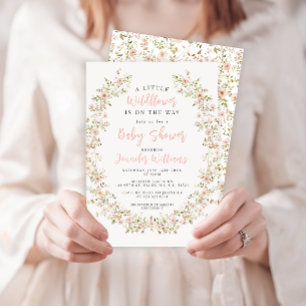 Dammdusch av Cute rosa Little wildblomma boho flic Inbjudningar
