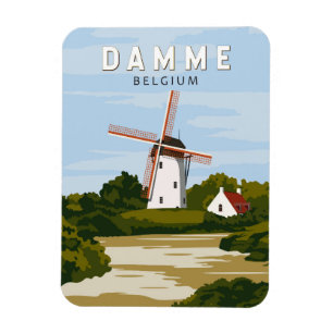 Damme Belgium Retro Travel Art Vintage Magnet