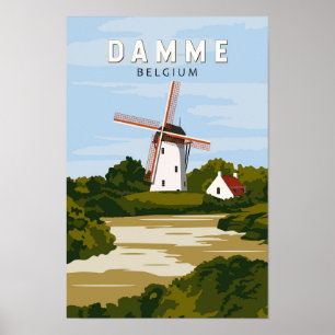 Damme Belgium Retro Travel Art Vintage Poster