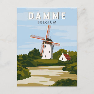 Damme Belgium Retro Travel Art Vintage Vykort