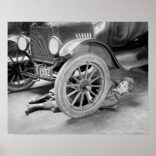 Dammechaniker, 1920. Gammalt foto Poster