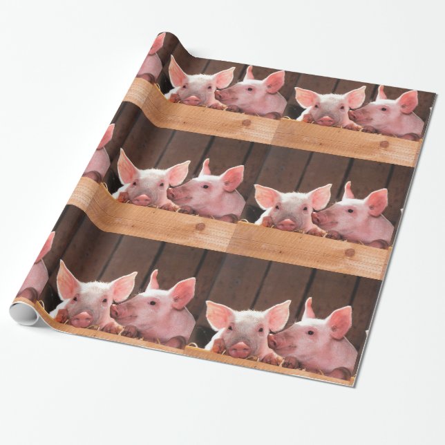 Dammfoto från Mönster på Rosa Piglets Presentpapper (Utrullad)