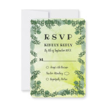 Dammgrönt grönt rustikt bröllop RSVP-kort