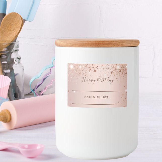 Dammhememad från ro vid glitter mat etiketter (Skapare uppladdad)