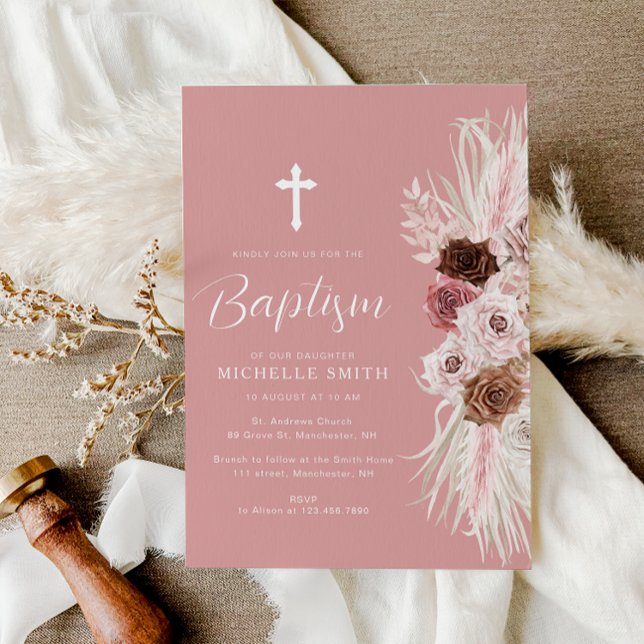 dammig baptism i ro blommigt kor inbjudningar (Skapare uppladdad)