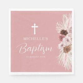 dammig baptism i ro blommigt kor pappersservett