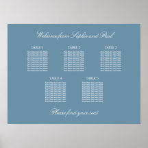 Dammig blå 5 bord Bröllopsställning Diagram Affisc