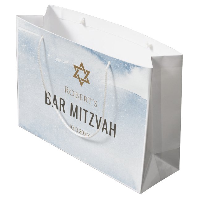 Dammig blå akvarell Bar Mitzvah (Baksidan Vinklad)