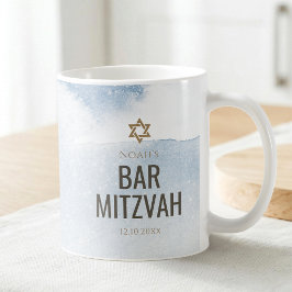 Dammig blå akvarell Bar Mitzvah Kaffemugg