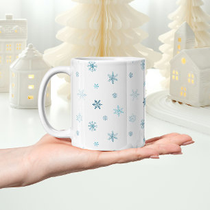 Dammig blå akvarell snöflinga-mugg kaffemugg