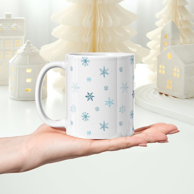 Dammig blå akvarell snöflinga-mugg kaffemugg (Skapare uppladdad)