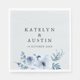 dammig blå blommigt bröllop pappersservett