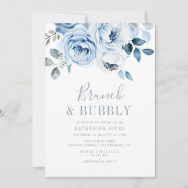 dammig blå blommigt brunch och bubblande inbjudningar