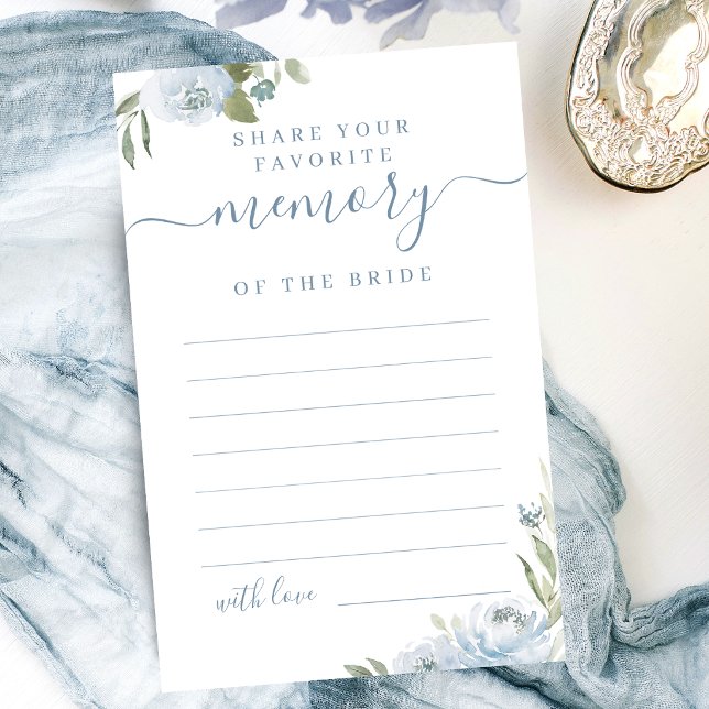 Dammig blå blomster dela ett minne bröllopsdusch (Dusty blue floral share a memory bridal shower)