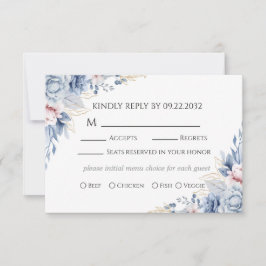 Dammig blå blomsterbröllop RSVP-kort OSA Kort