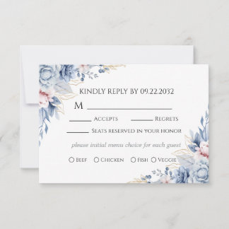 Dammig blå blomsterbröllop RSVP-kort OSA Kort