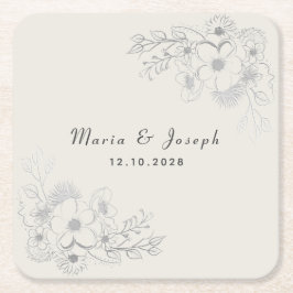 Dammig blå blomsterbröllopspappersunderlägg underlägg papper kvadrat