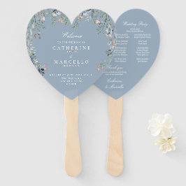 Dammig blå blomsterkaskad bröllopsprogram