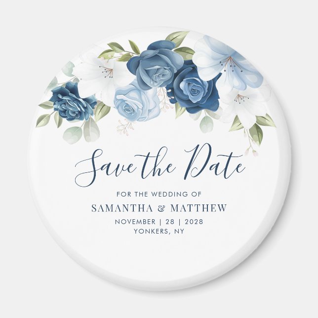 Dammig blå blomsterritning presentkort Save the Da Magnet (Framsidan)