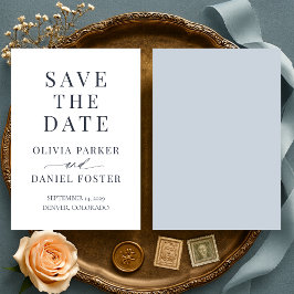 Dammig blå bröllops-Save the Date Spara Datumet