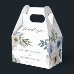 Dammig blå bröllopsblomma elegant script rustik  presentaskar<br><div class="desc">Elegant dammig blå blomsterbröllop anpassad presentlåda</div>