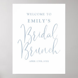 Dammig blå bröllopsbrunch skylt med elegant script