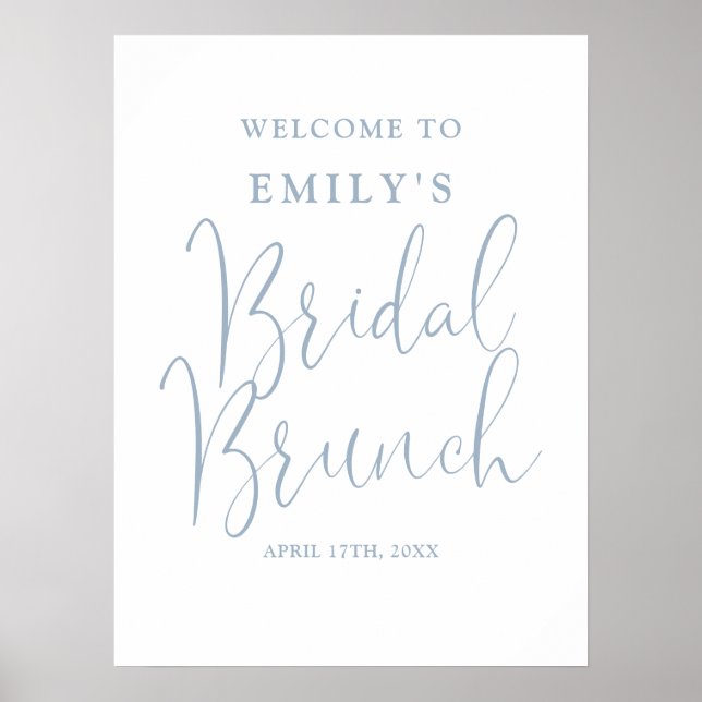 Dammig blå bröllopsbrunch skylt med elegant script (Framsidan)