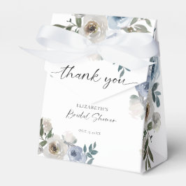 Dammig blå bröllopsdusch blommande elegant skript presentaskar