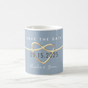 Dammig blå bröllopskaffemugg för Save The Date Kaffemugg