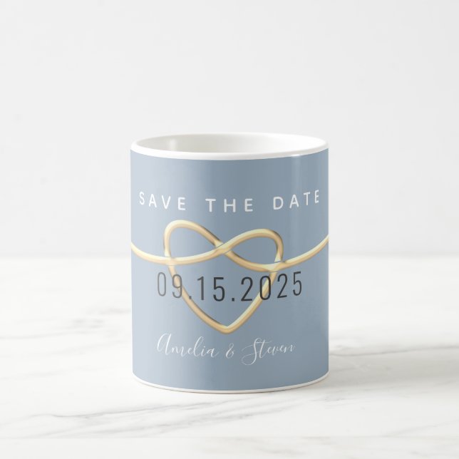 Dammig blå bröllopskaffemugg för Save The Date Kaffemugg (Center)
