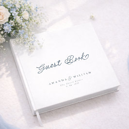 Dammig blå elegant bröllopsgästbok med namn gästböcker