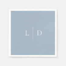 Dammig blå elegant minimalistisk monogram bröllop