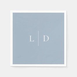 Dammig blå elegant minimalistisk monogram bröllop pappersservett