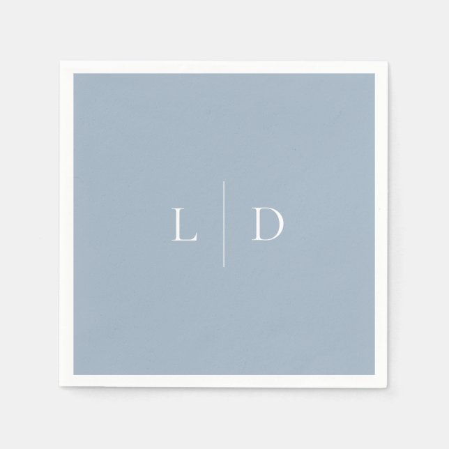Dammig blå elegant minimalistisk monogram bröllop pappersservett (Framsidan)