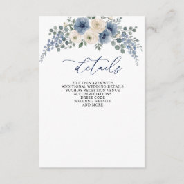 Dammig blå elfenbensros modern blomsterbröllop tilläggskort