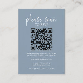 Dammig blå enkel minimalistisk QR-kod bröllops-RSV Tilläggskort