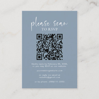 Dammig blå enkel minimalistisk QR-kod bröllops-RSV Tilläggskort