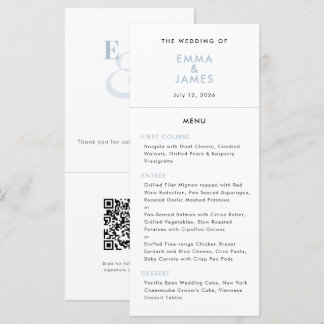 Dammig blå et-tecken bröllop | QR-kod | Elegant Meny