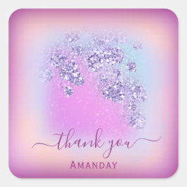 Dammig blå glitter Berry Tack Söta 16:e Glam Fyrkantigt Klistermärke